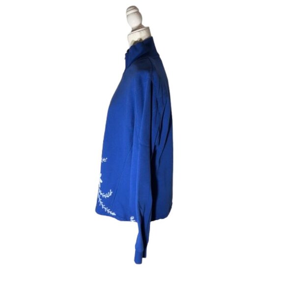 Lauriejo Designs Long Sleeve Blue with White Flowers 1/4 Zip Pullover Size XXL - Picture 5 of 6